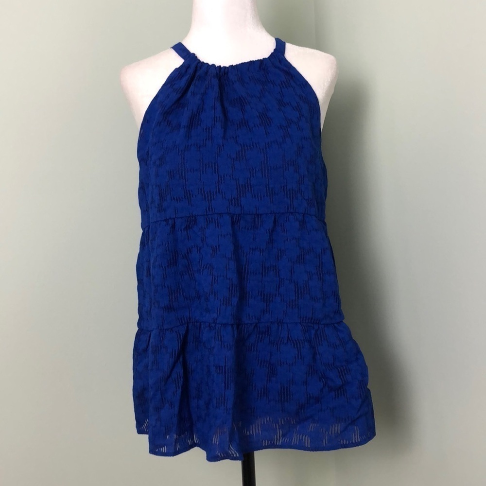 🧡 XSP 🧡 NWT Anthro Top Halter Tiered Lace Swing Keyhole Back Button​